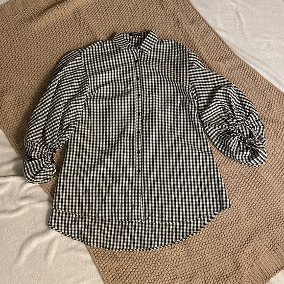 Missguided Oversized Puff Sleeve Shirt Dress - Picture 2 of 5